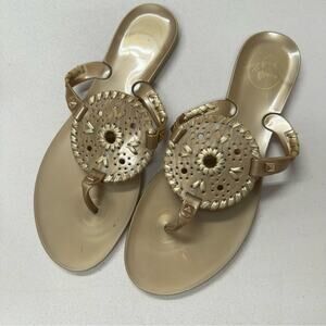 Jack Rogers Gold Georgina Jelly Flip Flop Sandals Womens 8 Beachy Vacation